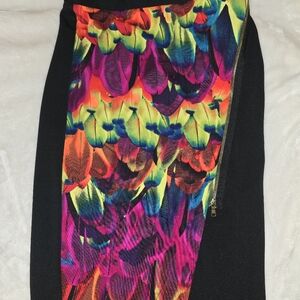 Worthington Eye-Catcher Exotic Print Rainbow Color Jungle Zipper Skirt